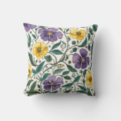 Purple Yellow Flowers Pattern, Modern,Elegant クッション (正面)