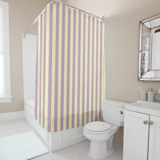 Purple Yellow Pastel Stripes Pattern Modern シャワーカーテン (インサイチュ)