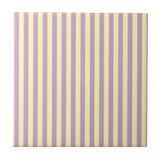 Purple Yellow Stripes Pattern Minimal Modern タイル (正面)