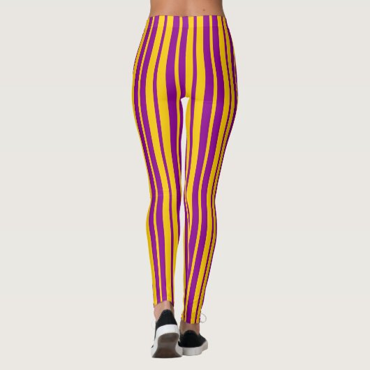 Purple Yellow Stylish Stripes Pattern Design  レギンス (裏面)