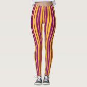 Purple Yellow Stylish Stripes Pattern Design  レギンス (正面)