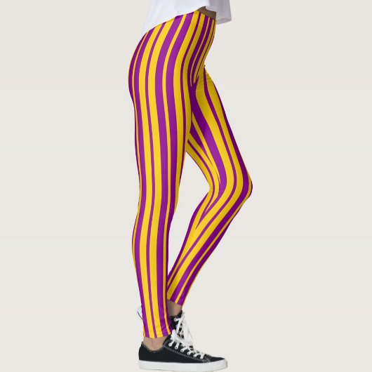 Purple Yellow Stylish Stripes Pattern Design  レギンス