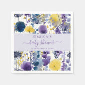 Purple Yellow Watercolor Wildflower Baby Shower スタンダードカクテルナプキン (正面)