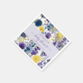 Purple Yellow Watercolor Wildflower Baby Shower スタンダードカクテルナプキン (角)