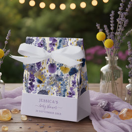 Purple Yellow Watercolor Wildflower Baby Shower フェイバーボックス