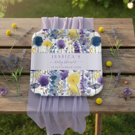 Purple Yellow Watercolor Wildflower Baby Shower ペーパープレート