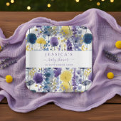 Purple Yellow Watercolor Wildflower Baby Shower ペーパープレート