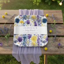 Purple Yellow Watercolor Wildflower Baby Shower