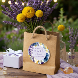 Purple Yellow Watercolor Wildflower Baby Shower ラウンドシール