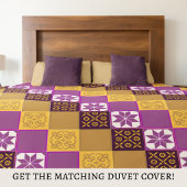 Purple Yellow White Classic European Mosaic Tiles 枕カバー