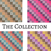 Purple Yellow White Classic European Mosaic Tiles 枕カバー