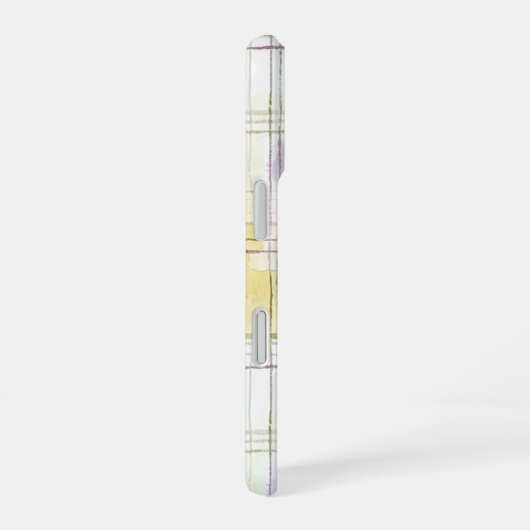 Purple Yellow White Plaid Stripes iPhone 16ケース (右側面)