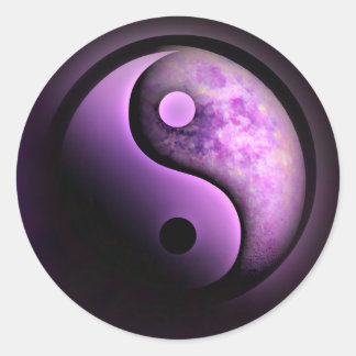 Purple Yin Yang Moon ラウンドシール