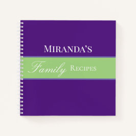 Purple Your Nameファミリレシピスクリプトタイポグラフィ ノートブック