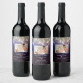 Purple Your Photo Date Namesのワイ結婚ンラベル ワインラベル (ボトル)