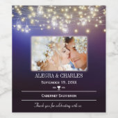 Purple Your Photo Date Namesのワイ結婚ンラベル ワインラベル (シングルラベル)