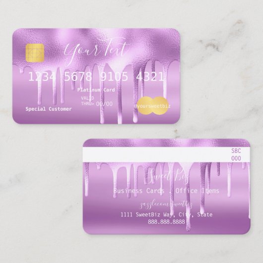Purple Your Text (化粧) Drip Credit(紫の文字) 名刺 (正面/裏面)