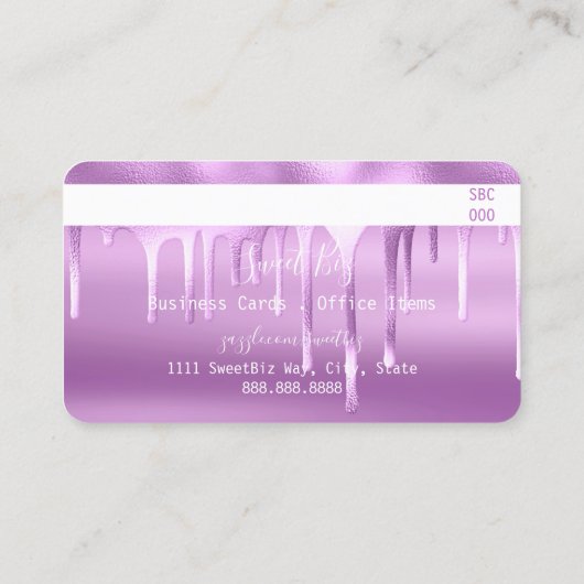 Purple Your Text (化粧)  Drip Credit（紫の文字） 名刺 (裏面)