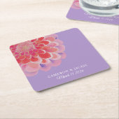 Purple Zinnia Summer Wedding スクエアペーパーコースター (アングル)
