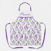PurpleSage Green Lavender Custom Name Apron エプロン (正面)
