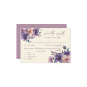 Purply, pink flowers Wedding RSVP Card ノートカード (正面/裏面インサイチュ)