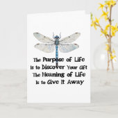 Purpose of life quote talent mission dragonfly bug カード (黄色い花)