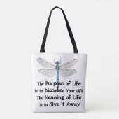 Purpose of life quote talent mission dragonfly bug トートバッグ (裏面)