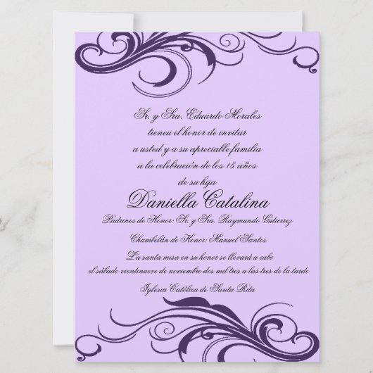 purpuraa invitaciones deキンセアニェラ 招待状 (正面)