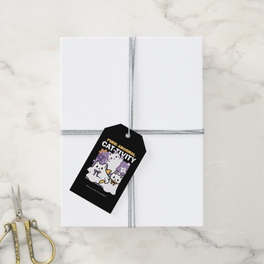 Purr-anormal Cat-tivity – ハロウィーンキャットデザイン ギフトタグ (より糸付き)