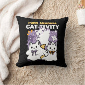 Purr-anormal Cat-tivity – ハロウィーンキャットデザイン クッション (ブランケット)