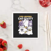 Purr-anormal Cat-tivity – ハロウィーンキャットデザイン スタンダードカクテルナプキン (インサイチュ)