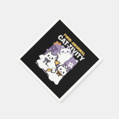 Purr-anormal Cat-tivity – ハロウィーンキャットデザイン スタンダードカクテルナプキン (角)