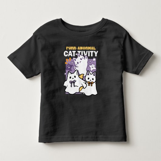 Purr-anormal Cat-tivity – ハロウィーンキャットデザイン トドラーTシャツ (正面)