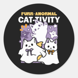 Purr-anormal Cat-tivity – ハロウィーンキャットデザイン ラウンドシール
