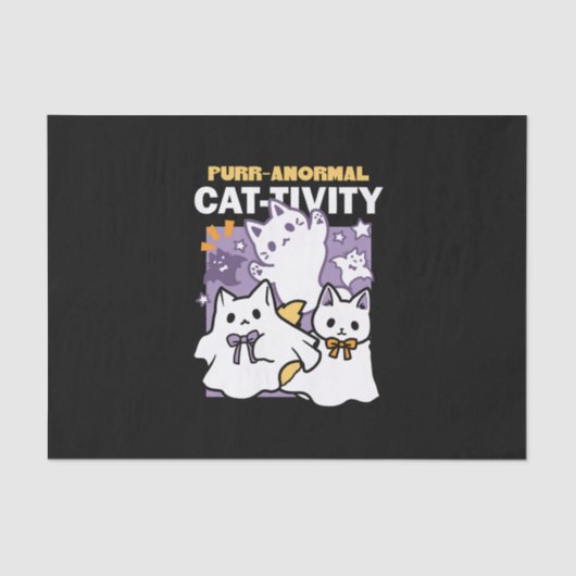 Purr-anormal Cat-tivity – ハロウィーンキャットデザイン 薄葉紙 (正面)