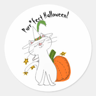 Purr*fectキャットパンプキンハロウィーン ラウンドシール