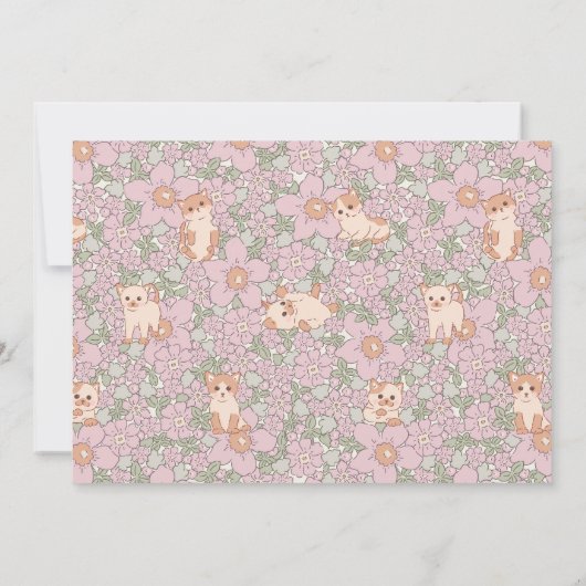 Purr-fectパーティー猫フローラ女の子誕生日写真 招待状 (裏面)