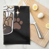 Purr-fectブレンド:キャット&コーヒー用のコーヒーデザイン キッチンタオル (四つ折り)