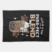 Purr-fectブレンド:キャット&コーヒー用のコーヒーデザイン キッチンタオル (横)