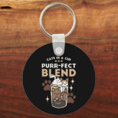 Purr-fectブレンド:キャット&コーヒー用のコーヒーデザイン キーホルダー (正面)