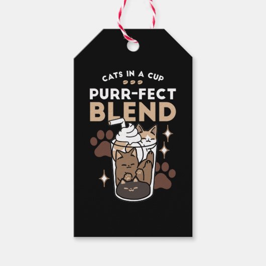 Purr-fectブレンド:キャット&コーヒー用のコーヒーデザイン ギフトタグ (正面)
