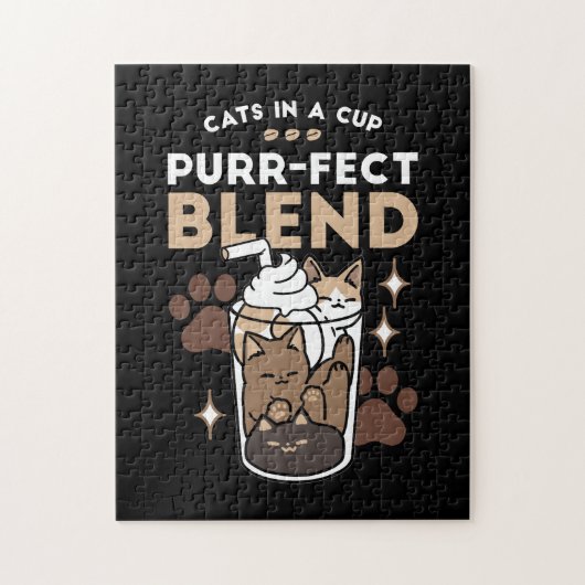 Purr-fectブレンド:キャット&コーヒー用のコーヒーデザイン ジグソーパズル (縦)