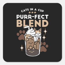 Purr-fectブレンド：キャット&コーヒー用のコーヒーデザイン スクエアシール