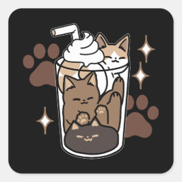 Purr-fectブレンド：キャット&コーヒー用のコーヒーデザイン スクエアシール