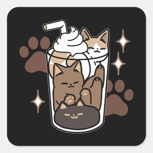 Purr-fectブレンド：キャット&コーヒー用のコーヒーデザイン スクエアシール (正面)