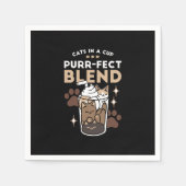 Purr-fectブレンド：キャット&コーヒー用のコーヒーデザイン スタンダードカクテルナプキン (正面)