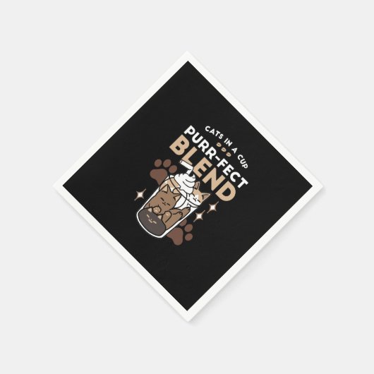 Purr-fectブレンド：キャット&コーヒー用のコーヒーデザイン スタンダードカクテルナプキン (角)