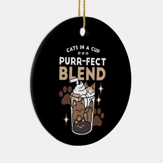 Purr-fectブレンド：キャット&コーヒー用のコーヒーデザイン セラミックオーナメント (右)