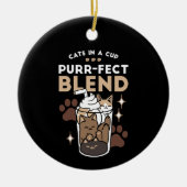 Purr-fectブレンド：キャット&コーヒー用のコーヒーデザイン セラミックオーナメント (正面)