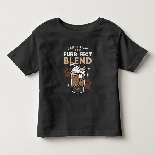 Purr-fectブレンド:キャット&コーヒー用のコーヒーデザイン トドラーTシャツ (正面)